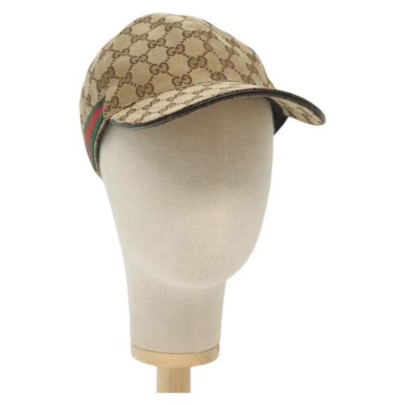 GUCCI GG Canvas Baseball Cap L Beige Red Green 200035 Auth yk19400