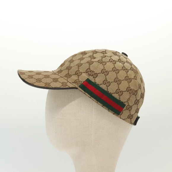 GUCCI GG Canvas Baseball Cap L Beige Red Green 200035 Auth yk19400