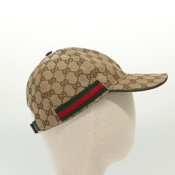 GUCCI GG Canvas Baseball Cap L Beige Red Green 200035 Auth yk19400