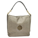 LOEWE Anagram Shoulder Bag Leather Gold Tone Gold Auth yk19406-1