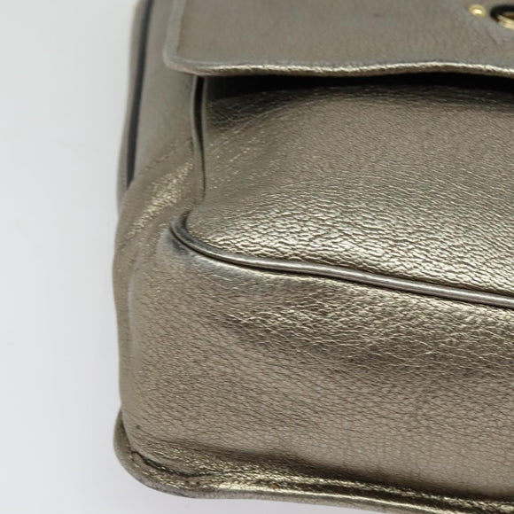 LOEWE Anagram Shoulder Bag Leather Gold Tone Gold Auth yk19406