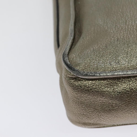 LOEWE Anagram Shoulder Bag Leather Gold Tone Gold Auth yk19406