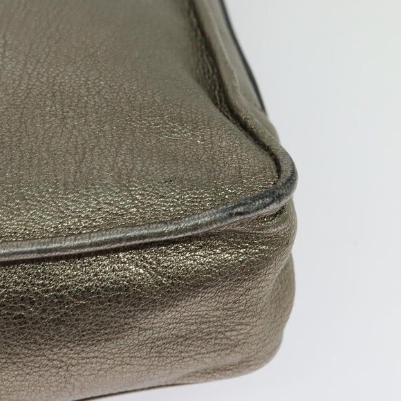 LOEWE Anagram Shoulder Bag Leather Gold Tone Gold Auth yk19406