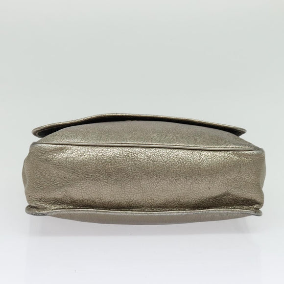 LOEWE Anagram Shoulder Bag Leather Gold Tone Gold Auth yk19406