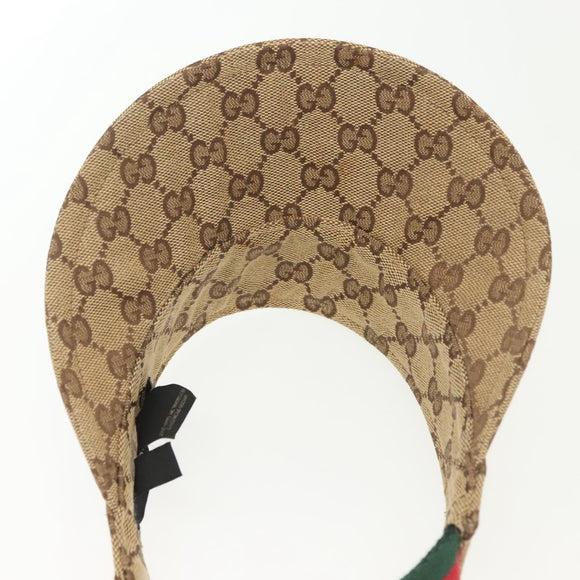 GUCCI GG Canvas Web Sherry Line Sun Visor S Beige Red Green Auth yk19410
