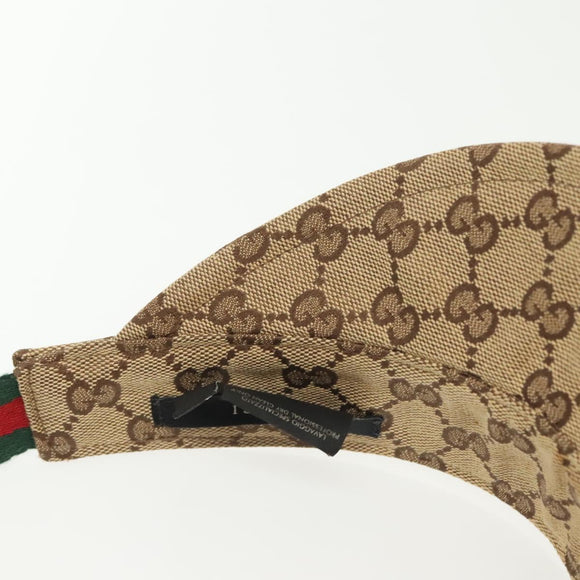 GUCCI GG Canvas Web Sherry Line Sun Visor S Beige Red Green Auth yk19410