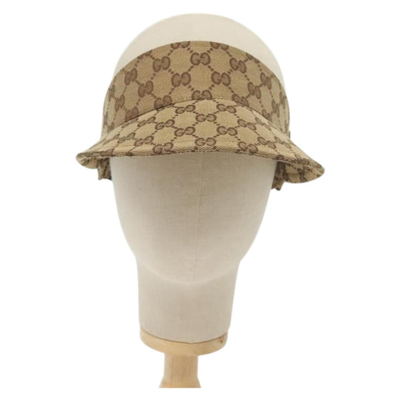 GUCCI GG Canvas Web Sherry Line Sun Visor S Beige Red Green Auth yk19410