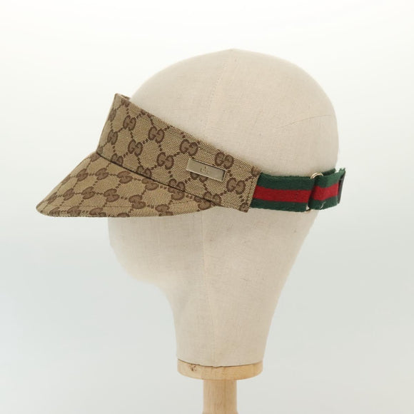 GUCCI GG Canvas Web Sherry Line Sun Visor S Beige Red Green Auth yk19410