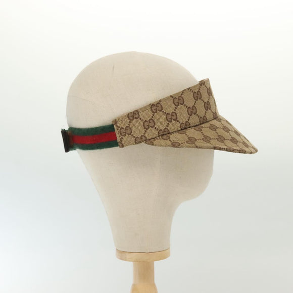 GUCCI GG Canvas Web Sherry Line Sun Visor S Beige Red Green Auth yk19410