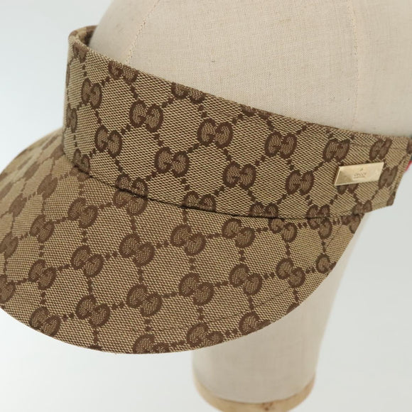 GUCCI GG Canvas Web Sherry Line Sun Visor S Beige Red Green Auth yk19410