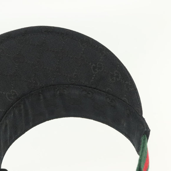 GUCCI GG Canvas Web Sherry Line Sun Visor S Black Red Green Auth yk19412