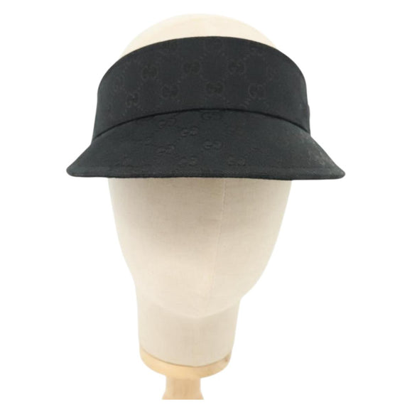 GUCCI GG Canvas Web Sherry Line Sun Visor S Black Red Green Auth yk19412