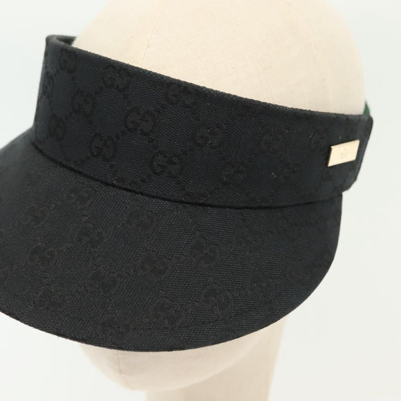 GUCCI GG Canvas Web Sherry Line Sun Visor S Black Red Green Auth yk19412