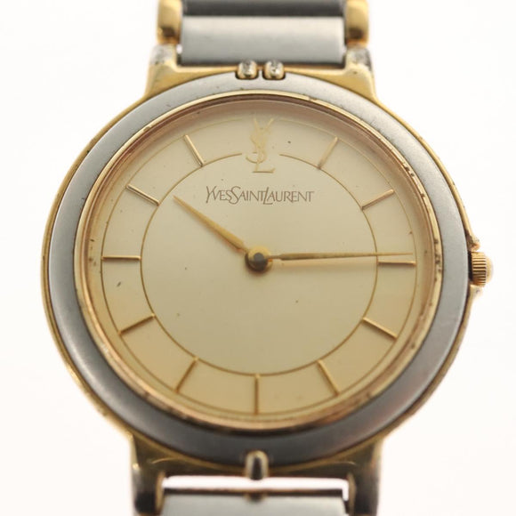 SAINT LAURENT Watches metal Silver Auth yk19419