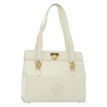 Gianni Versace Shoulder Bag Leather White Gold Auth yk19420