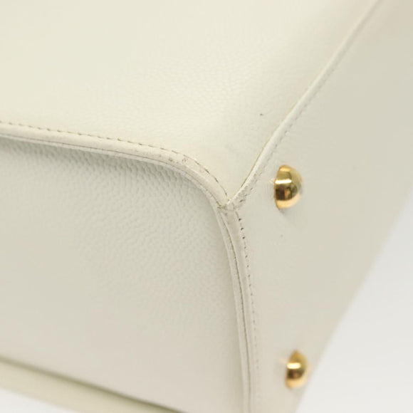 Gianni Versace Shoulder Bag Leather White Gold Auth yk19420