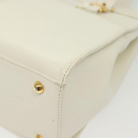 Gianni Versace Shoulder Bag Leather White Gold Auth yk19420