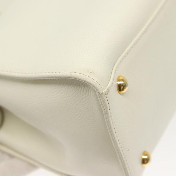 Gianni Versace Shoulder Bag Leather White Gold Auth yk19420