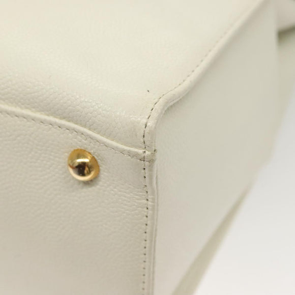 Gianni Versace Shoulder Bag Leather White Gold Auth yk19420