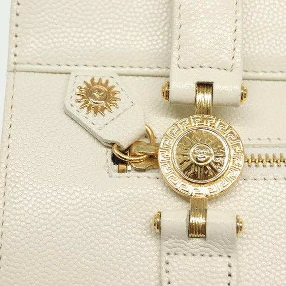 Gianni Versace Shoulder Bag Leather White Gold Auth yk19420