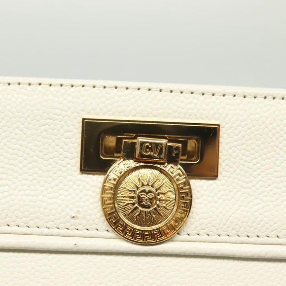 Gianni Versace Shoulder Bag Leather White Gold Auth yk19420