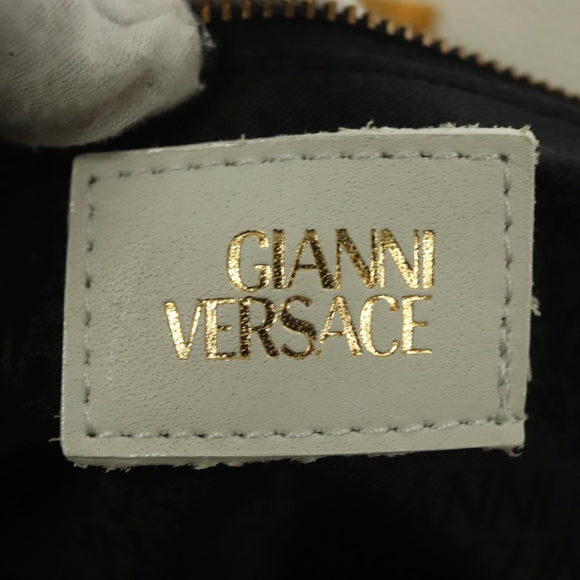 Gianni Versace Shoulder Bag Leather White Gold Auth yk19420