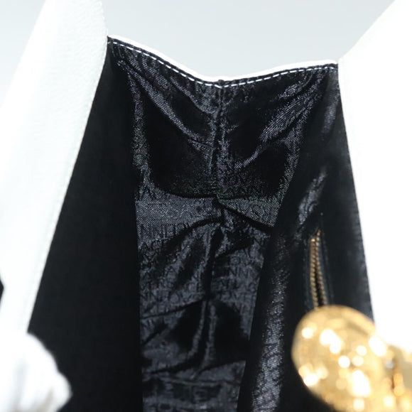 Gianni Versace Shoulder Bag Leather White Gold Auth yk19420