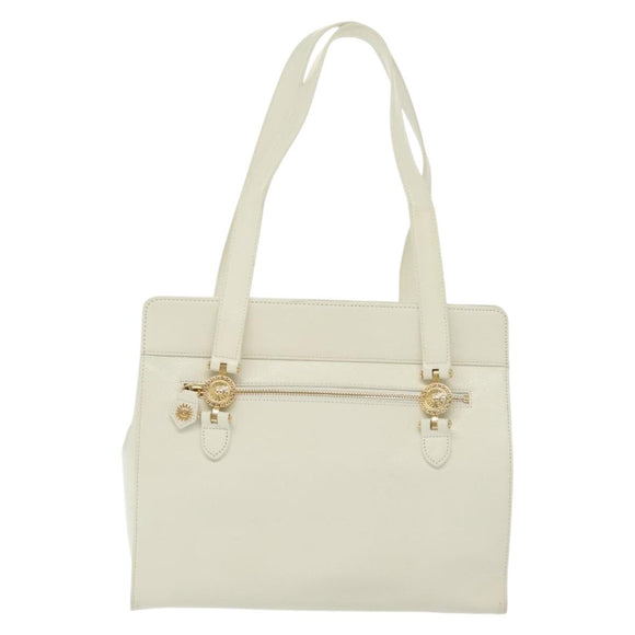 Gianni Versace Shoulder Bag Leather White Gold Auth yk19420