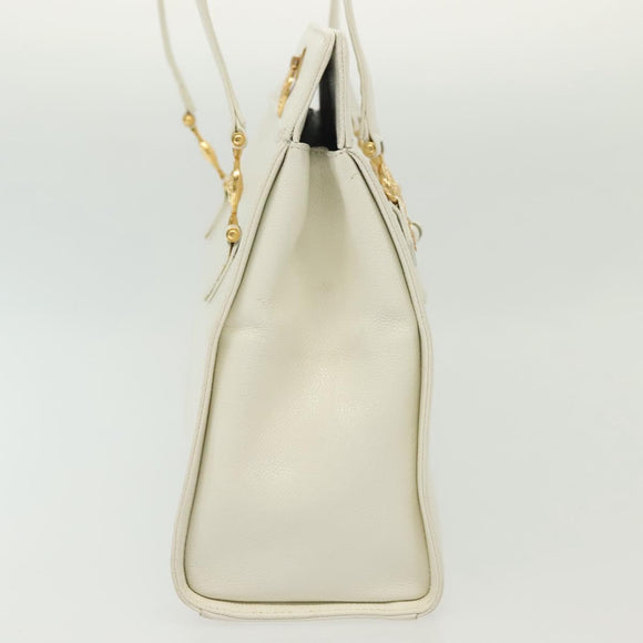 Gianni Versace Shoulder Bag Leather White Gold Auth yk19420