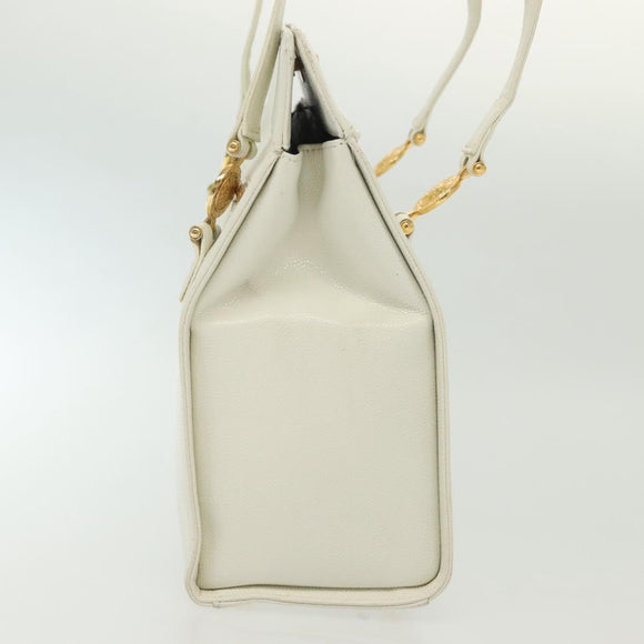 Gianni Versace Shoulder Bag Leather White Gold Auth yk19420