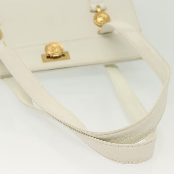 Gianni Versace Shoulder Bag Leather White Gold Auth yk19420