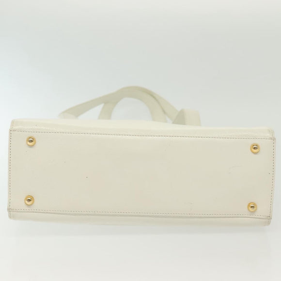 Gianni Versace Shoulder Bag Leather White Gold Auth yk19420