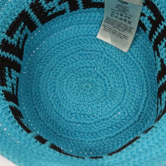 FENDI Zucca Canvas Hat Cotton Blue Auth yk19421M