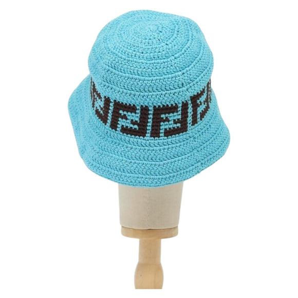 FENDI Zucca Canvas Hat Cotton Blue Auth yk19421M