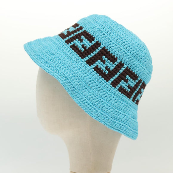 FENDI Zucca Canvas Hat Cotton Blue Auth yk19421M