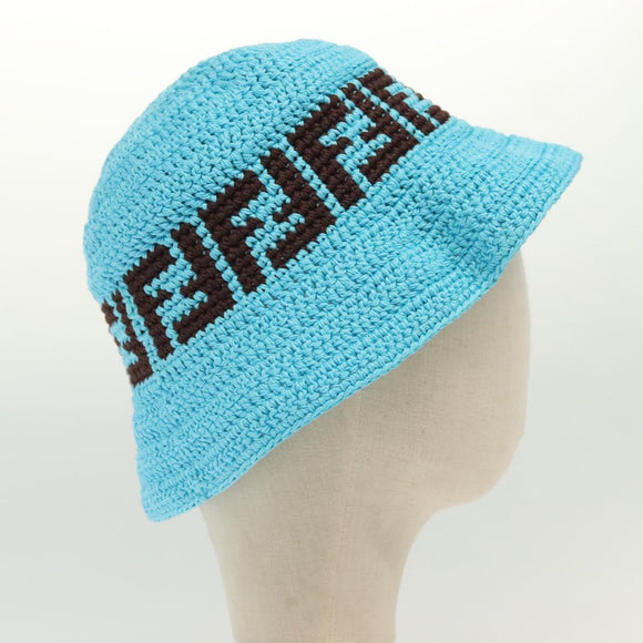FENDI Zucca Canvas Hat Cotton Blue Auth yk19421M