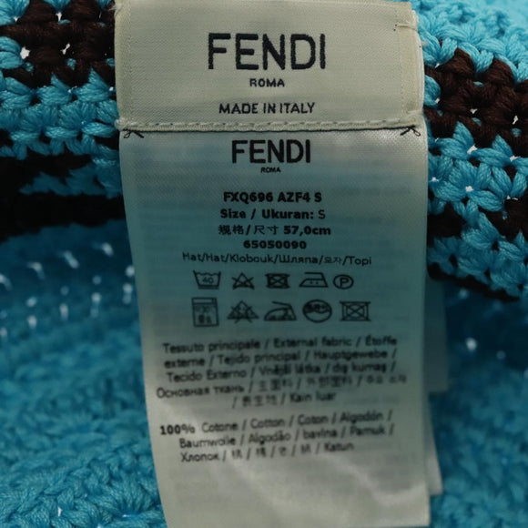 FENDI Zucca Canvas Hat Cotton Blue Auth yk19421M