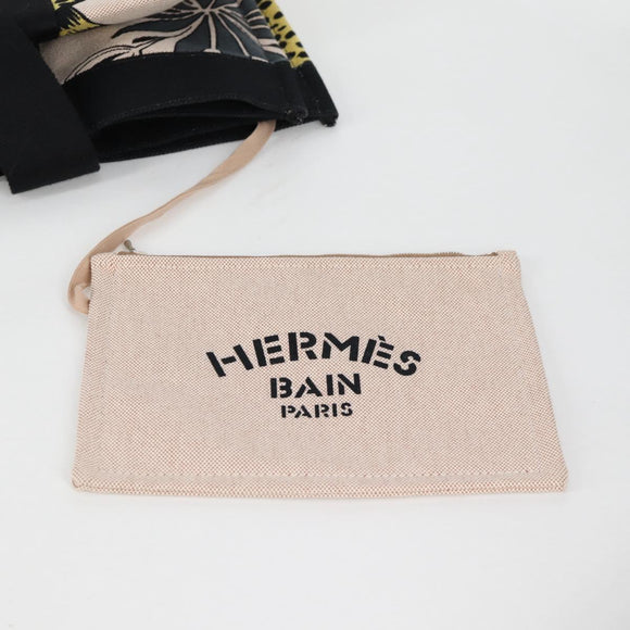 HERMES Animal Pattern Cabasado Plage Boston Bag Tower Ash Beige Auth yk19423V