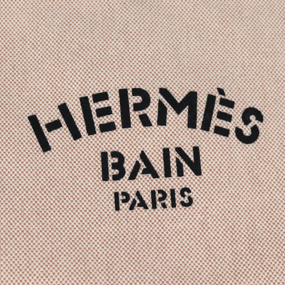 HERMES Animal Pattern Cabasado Plage Boston Bag Tower Ash Beige Auth yk19423V
