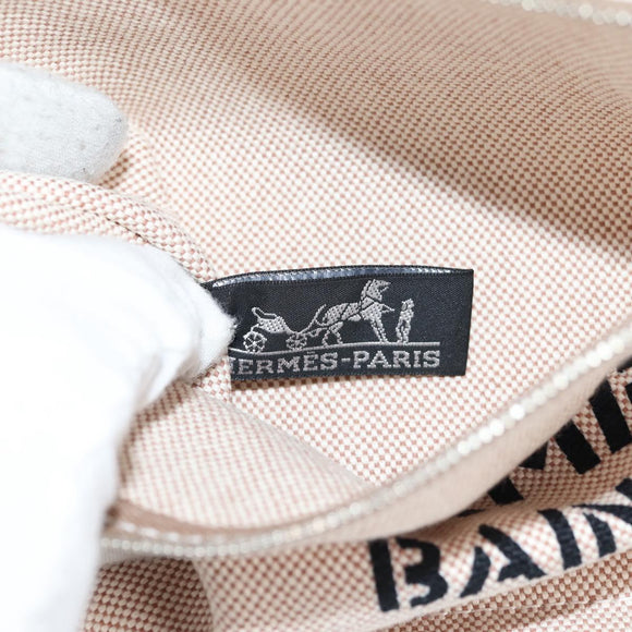 HERMES Animal Pattern Cabasado Plage Boston Bag Tower Ash Beige Auth yk19423V