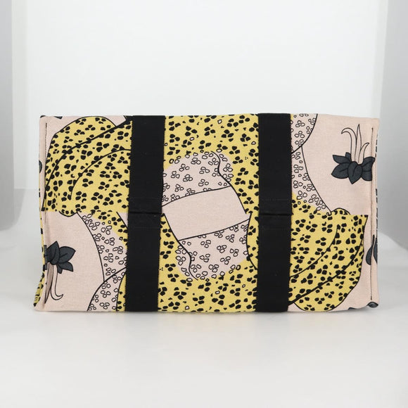 HERMES Animal Pattern Cabasado Plage Boston Bag Tower Ash Beige Auth yk19423V