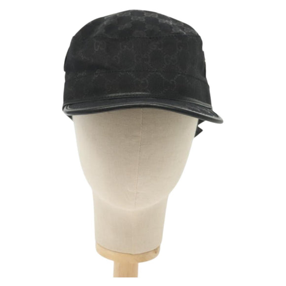 GUCCI GG Canvas Cap L Black Auth yk19424