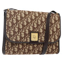 Christian Dior Trotter Canvas Shoulder Bag Brown Gold Auth yk19433-1