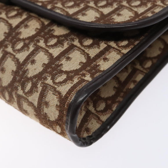 Christian Dior Trotter Canvas Shoulder Bag Brown Gold Auth yk19433