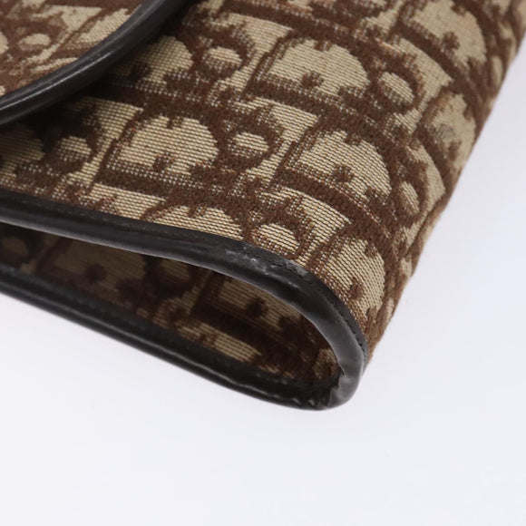 Christian Dior Trotter Canvas Shoulder Bag Brown Gold Auth yk19433