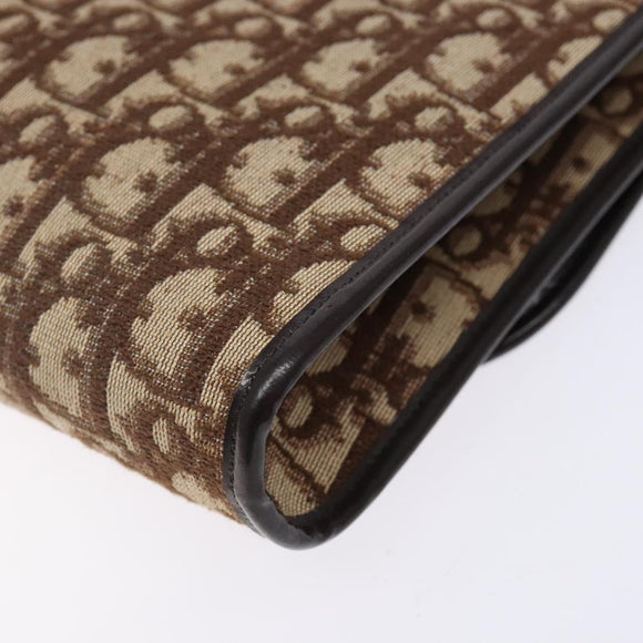 Christian Dior Trotter Canvas Shoulder Bag Brown Gold Auth yk19433