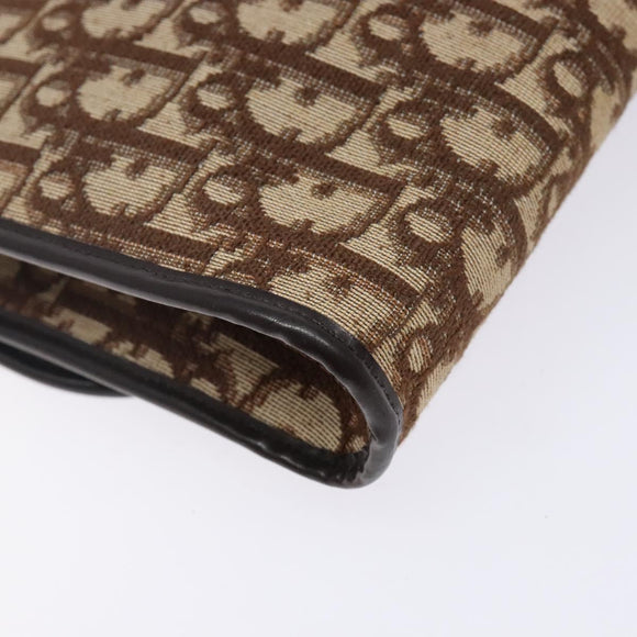 Christian Dior Trotter Canvas Shoulder Bag Brown Gold Auth yk19433