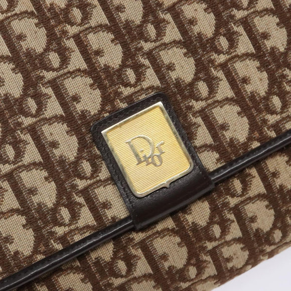 Christian Dior Trotter Canvas Shoulder Bag Brown Gold Auth yk19433