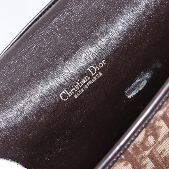 Christian Dior Trotter Canvas Shoulder Bag Brown Gold Auth yk19433