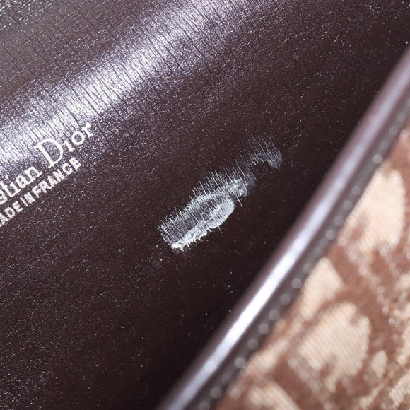 Christian Dior Trotter Canvas Shoulder Bag Brown Gold Auth yk19433